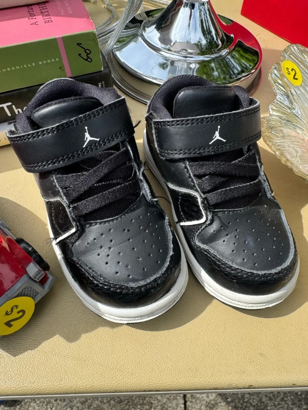 Jordan Baby Black and White Velcro Strap Sneakers